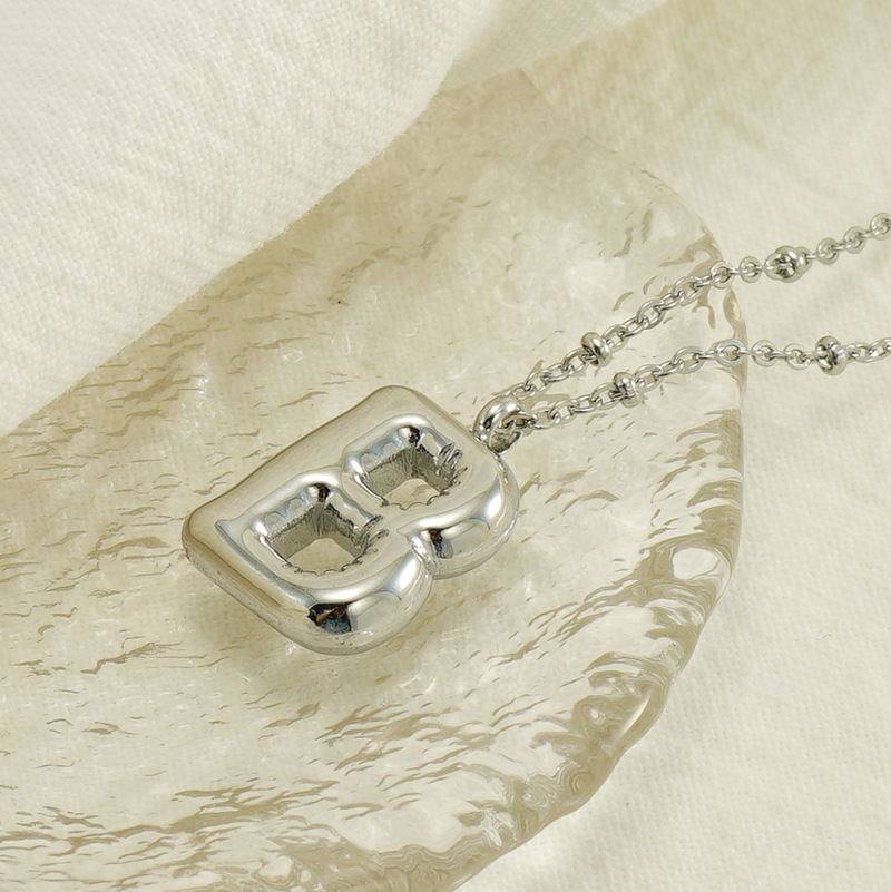 Collier initiale personnalisé Bubble argenté