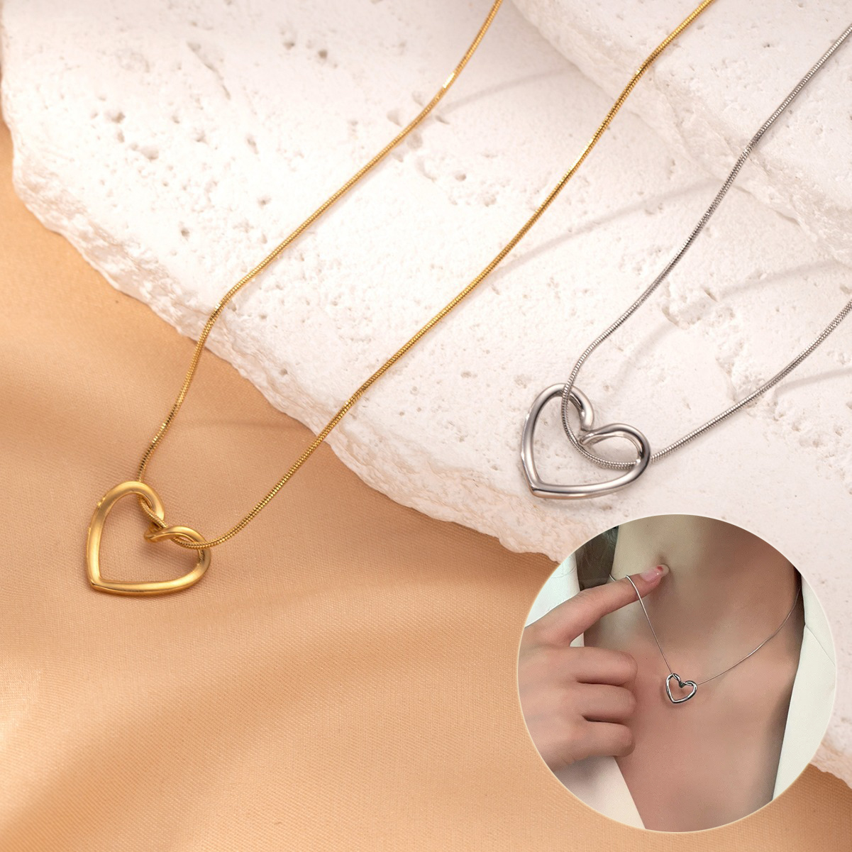 Collier cœur irrégulier minimaliste JOJOPI doré