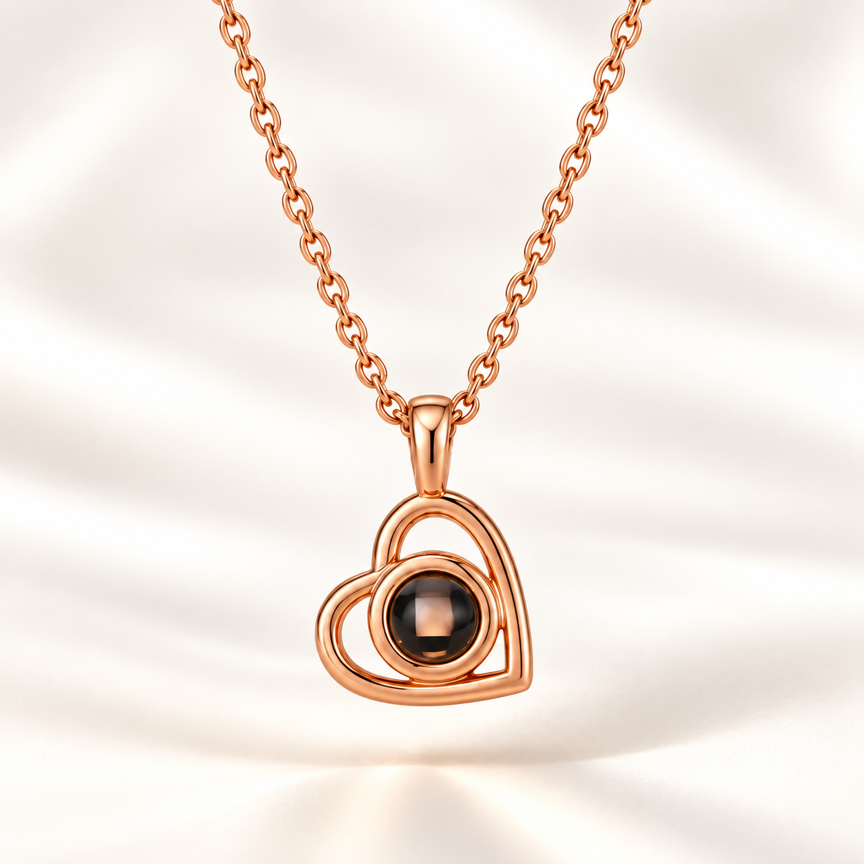 Collier photo projection personnalisé JOJOPI en finition doré rose
